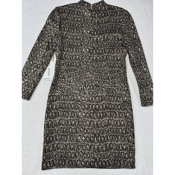 ST. JOHN Mahogany Brown Reptile Ombre Jacquard Knit Wool Blend Dress 6 NWT - Picture 3 of 8